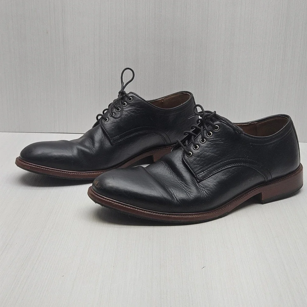 Trask Mens Black Leather Derby Shoes Plain Toe Vibram Sole 11.5 M 30-01421